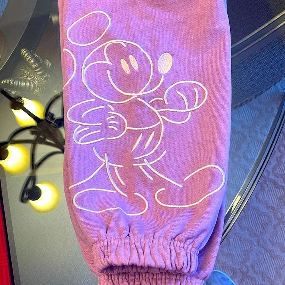 NWT DISNEY MICKEY MOUSE GENUINE MOUSEWEAR SWEATPANTS ADULTS/MEN SM PLUM - Picture 5 of 13